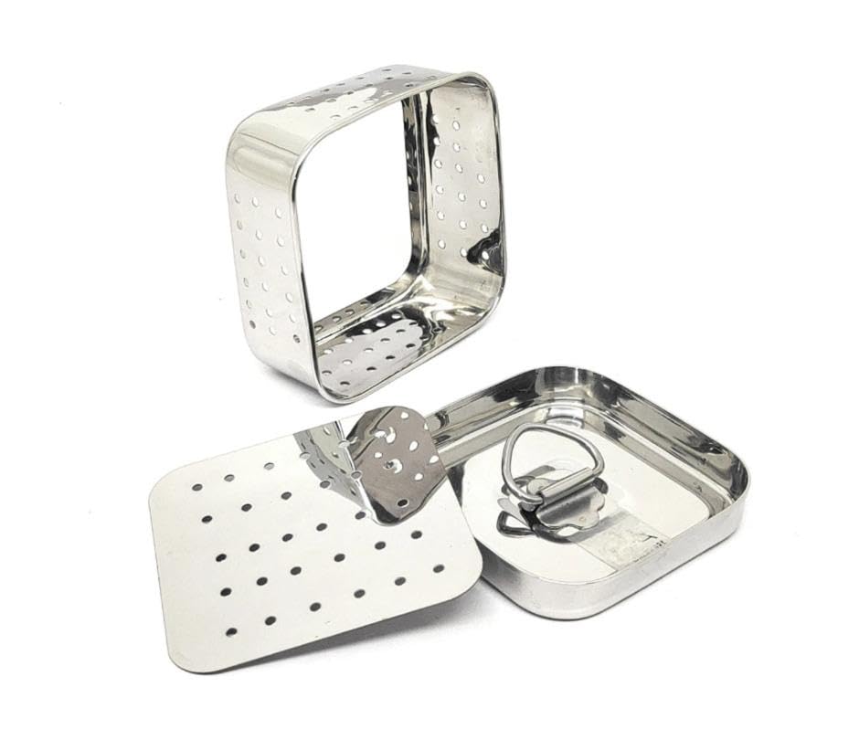 Stainless Steel Square Shaped Paneer Maker/Mould (Medium) with Top Press Lid Strainer (Silver, Pack of 1)-picture-25