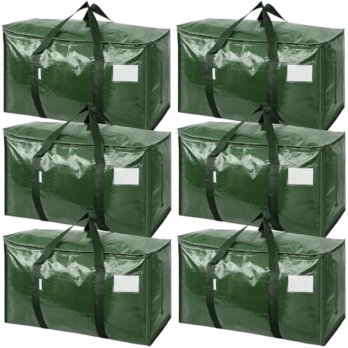 Image of TICONN 6 Pack Extra Large Moving Bags Heavy Duty with Zippers & Carrying Handles, Durable Storage Bags Moving Boxes for Closet Organizers and Storage (6 Pack, Olive)