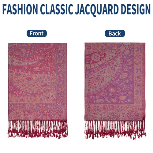Paisley Pashmina Shawls and Wraps for Women Reversible Jacquard Festival Rave Pashmina Scarves with Fringe Vintage4
