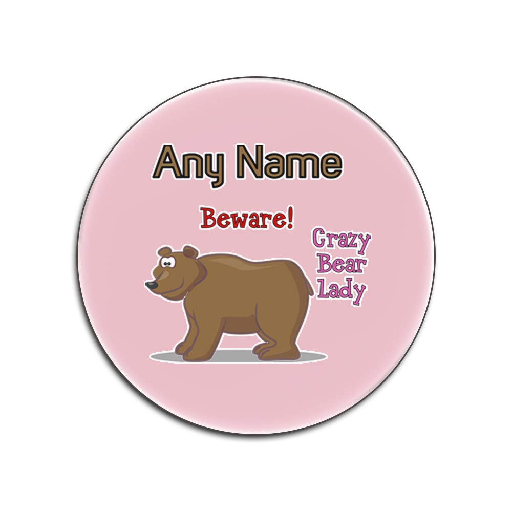 Sous-verres Crazy Bear Lady blancs et roses, le cadeau rond parfait (lot de 4)