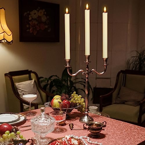 Image of Flameless Taper Candles Battery Operated Flickering Flame with Remote Timer, 6PCS White Real Wax LED Flameless Candlesticks for Festival Home Wedding Living Room Decor(9.64 x 0.78 Inch)