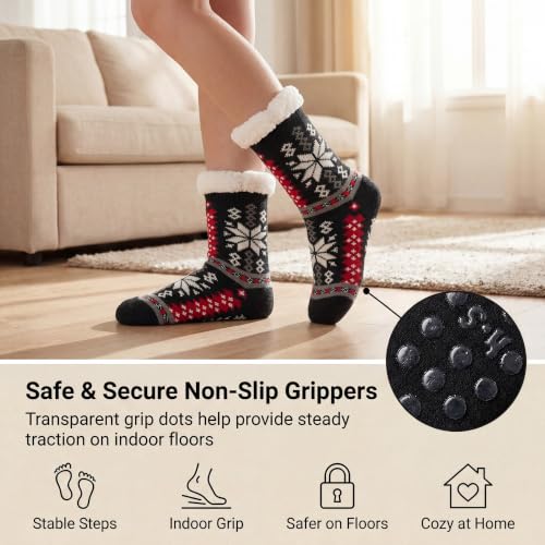 Image of The Metluks Women's Fuzzy Slipper Socks with Non-slip Grippers, Sherpa Lined Warm Cozy Gift Socks