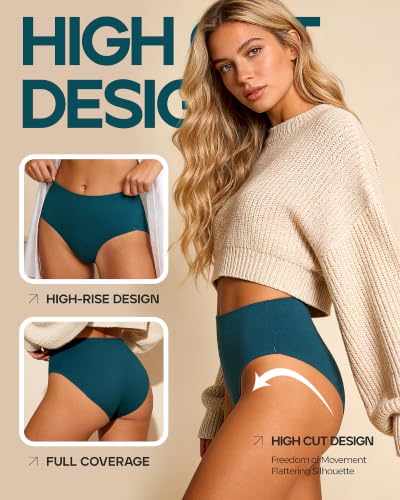 Image of Xibing Seamless Cotton Underwear for Women No Show Briefs High Waist 6-pack | No rolling up and down, tag-free and breathable, Full coverage soft comfort for everyday wear