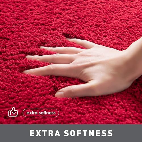 Image of HOWNICE Door Mat for Home,Bedroom,Bathroom,Kitchen,Living Room,Entrance,Room Mats,Foot Mats,Floor mat,Main Door,Non Slip Mats,Door Mate,Floor Mat,Soft Matt Fluffy (Bedroom Mat Red Matt, Medium)