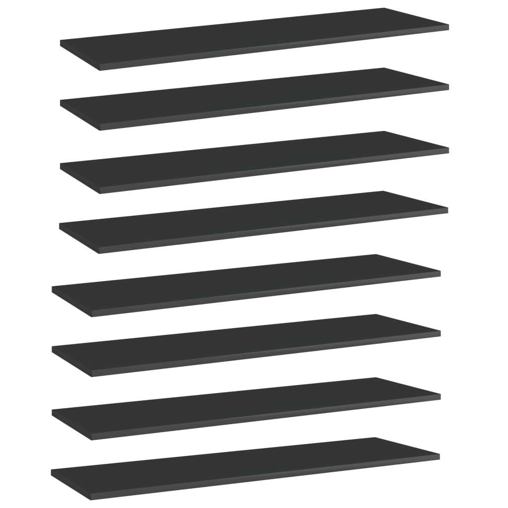 Bücherregal-Bretter Hochglanz-Schwarz 100x30x1,5 cm aus Holzwerkstoff 8 Stück für Wandregal, Standregal, Kellerregal und erweiterbares Regalsystem im Wohnzimmer Büro