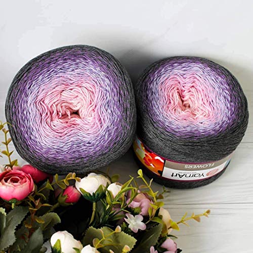 Image of Yarn Art Flowers 55% Cotton 45% Acrylic 250gr 1094yds Multicolor Rainbow Crochet Sport Yarn (276)