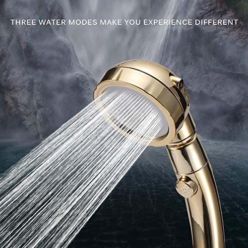 Pomme de douche économie d'eau contre le manque de pression avec commande d'arrêt intégrée