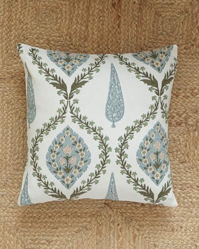 Image of Clasiko Set of 5 Cushion Covers 16x16 Inch - Duck Cotton Decorative Cushion Covers Ivory Vintage Floral
