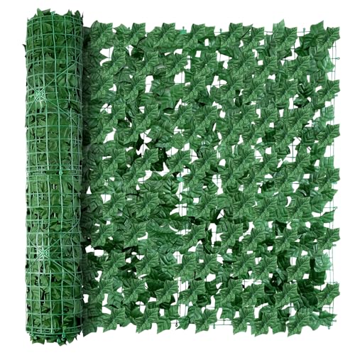Artificial Ivy Privacy Fence Wall Screen 39 x 118 in Garden Fake Hanging Plants Vines Aesthetic Faux Greenery Garland Leaves with Strengthened Joint Prevent Leaves Falling Off for Outdoor Decor