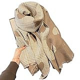 First Choose Manta para mujer, chales de Pashmina, abrigos de gran tamaño, invierno y otoño, bufandas cálidas suaves, sensación de cachemira para niñas y mujeres (corazón caqui), Caqui-corazón, Large