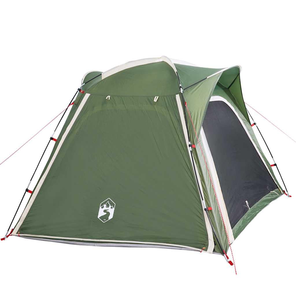 Tienda de campaña para 4 personas en verde con sistema de liberación rápida, tienda familiar impermeable con ventilación y protección contra insectos, tienda de campaña ligera con toldo y bolsa de