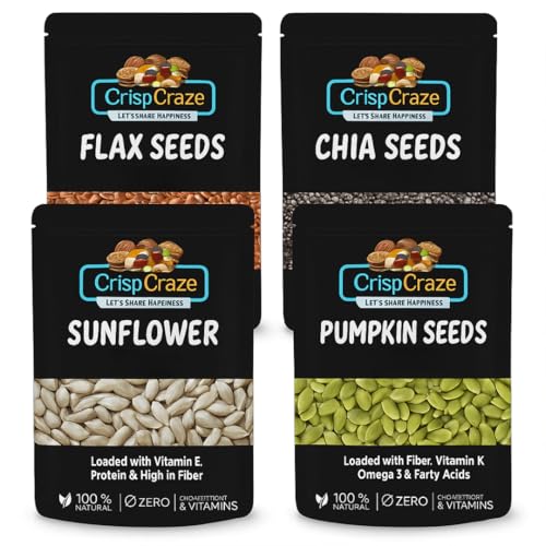 Image of Natural Raw Seeds Combo Pack of Pumpkin, Sunflower, Flax, chia 250g Each, 1kg Total