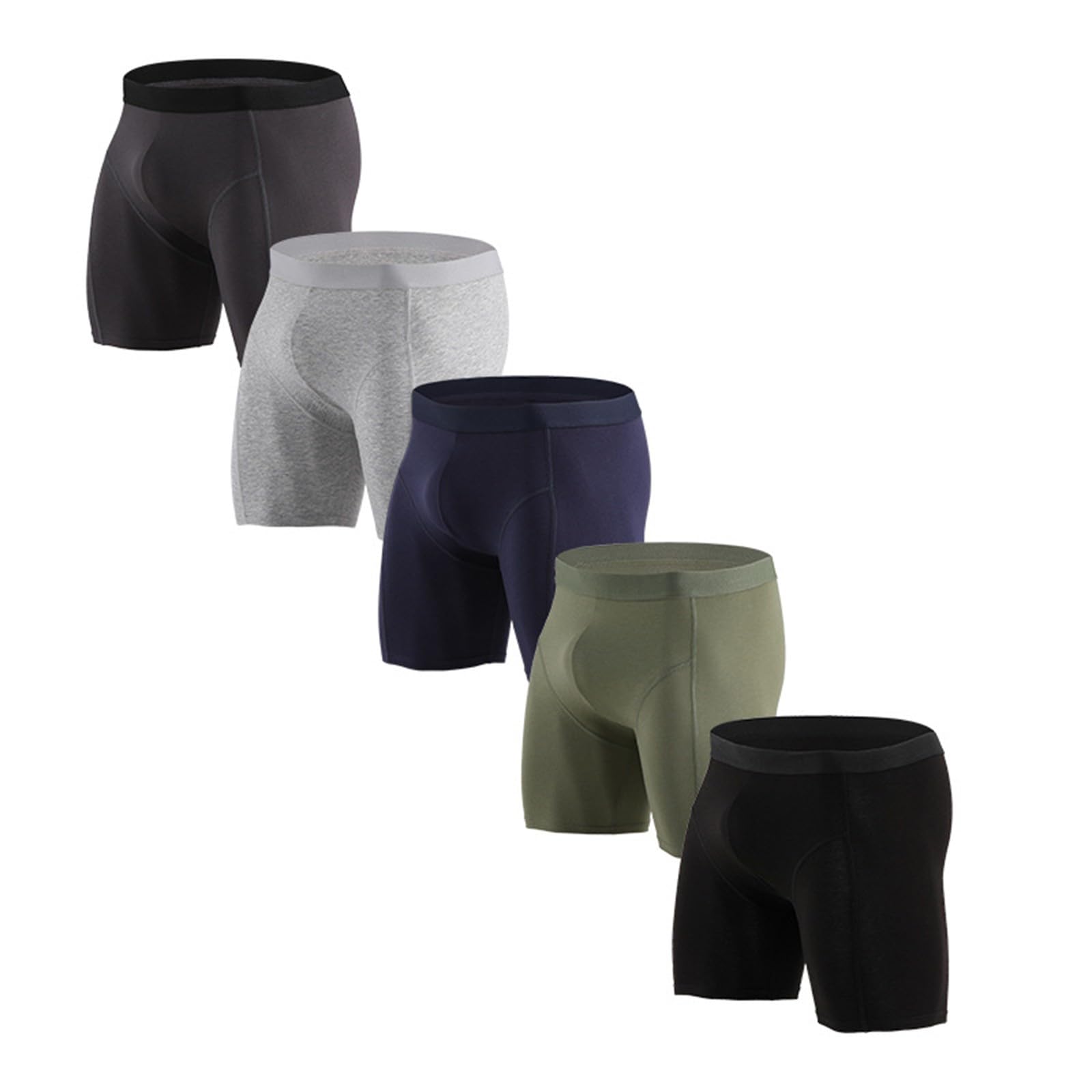 Generisch Pack de 5 calzoncillos tipo bóxer de algodón para hombre, anchos y transpirables, largos, de entrenamiento, para hombre, para ciclismo, moto, etc