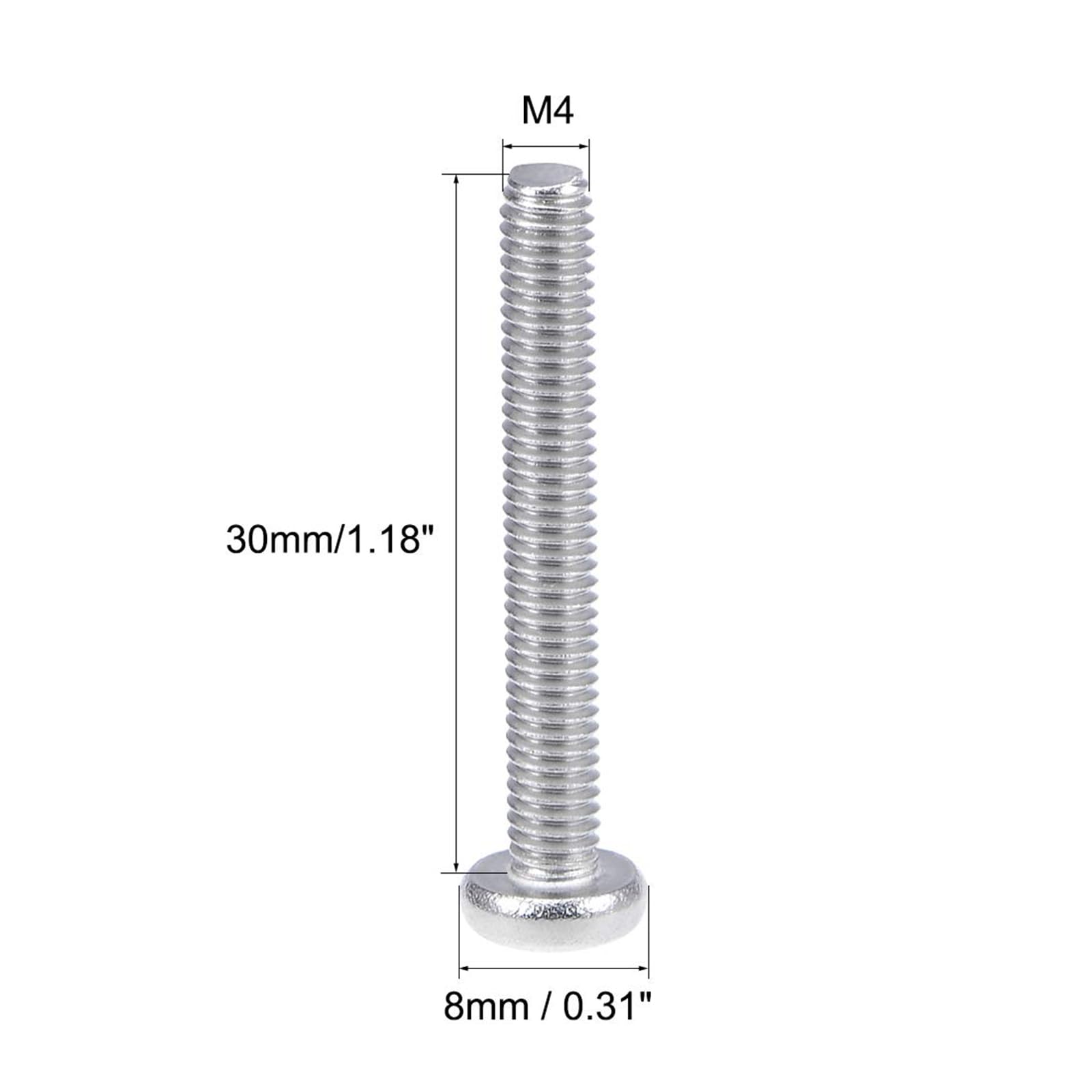 MACHSWON M4x30mm Machine Screws Pan Phillips Cross Head Screw 304 Stainless Steel Round Head Cross Screw Fasteners Bolts 20Pcs - Image 3