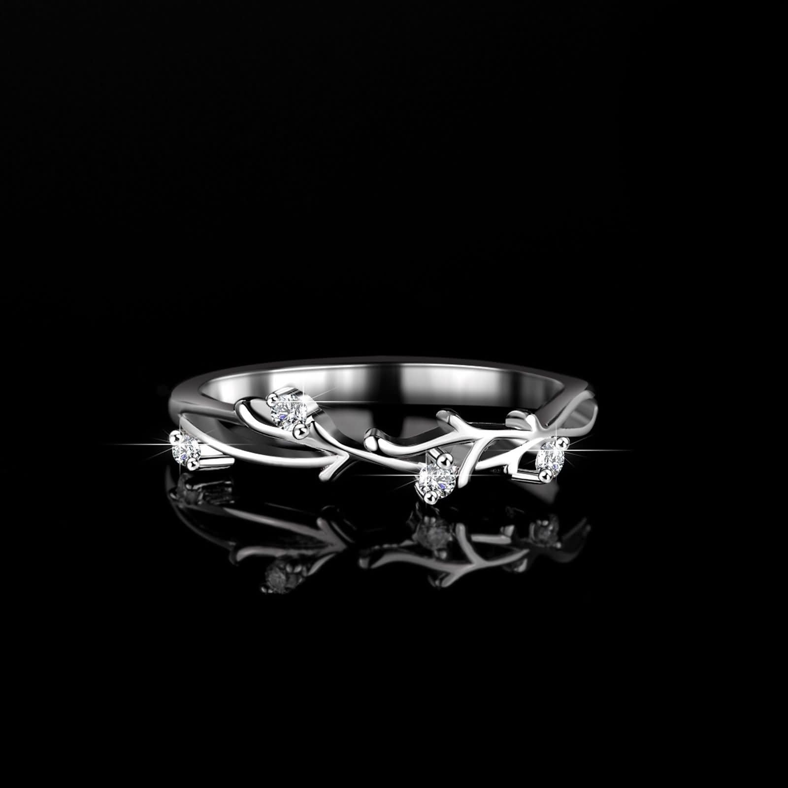 Anillo para mujer con moissanita, plata de 14 quilates, oro blanco, talla 58 (18,5)