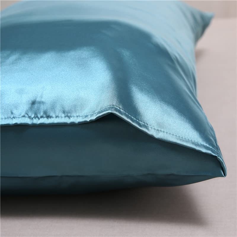 VCUSUELER 2 Federe In Raso Effetto Seta 51x66 Cm - Lisce E Rinfrescanti, Chiusura A Busta, Nero