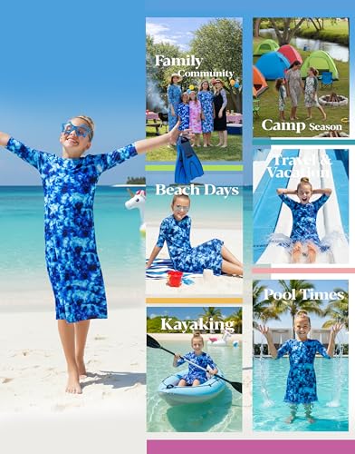 Image of Shira Modest Girls Swim Dress | 3 /4 Sleeve Swimdress, Full Coverage Bathing Suit | Tznius UPF 50+ Quick-Dry