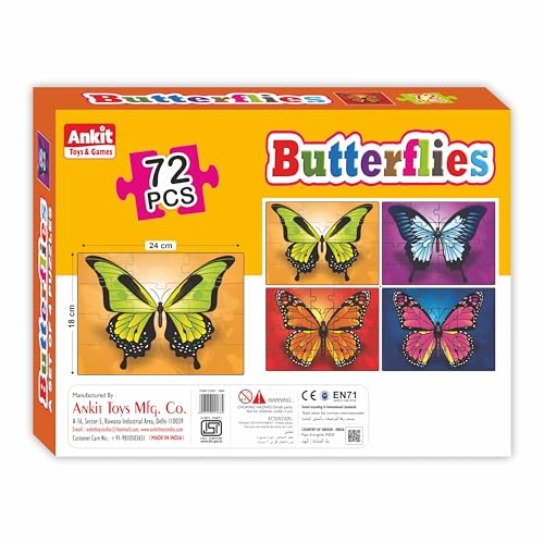 Image of Ankit Toys & Games Fix 'n' Learn Butterflies Jigsaw Puzzle for Kids | Educational and Learning Toy for Kids Age 3 and Above | Boost Memory Skills | 72 Pieces Transport Puzzle (Set of 4 Puzzles in Box)