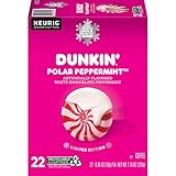Dunkin Donuts Limited Edition Holiday Coffee K Cups - Polar Peppermint -1 Box of 22 Seasonal Kcup Pods For Keurig Coffee Makers
