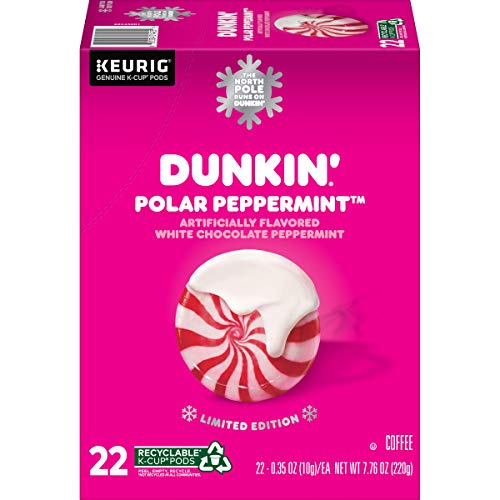 Dunkin Donuts Limited Edition Holiday Coffee K Cups - Polar Peppermint -1 Box of 22 Seasonal Kcup...