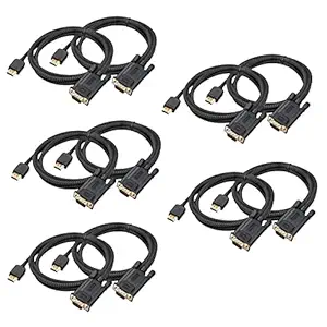 HDMI to VGA Cable 6 FT 10 Pack (hg10, Back), FEMORO HDMI to VGA Male to Male Braided Cord