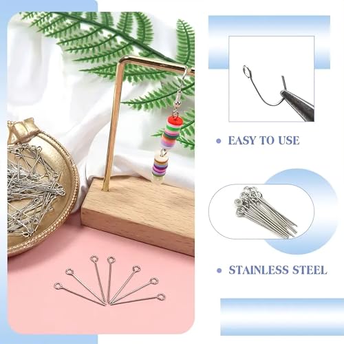 Image of INDIKONB Jewellery Making Eye Pins | Brass Metal Straight Eye Pin Hooks for Earrings, Necklaces, Anklets | Small Screw Eye Pins Combo for Jewellery Making Material & DIY Crafts (Gold 100P)