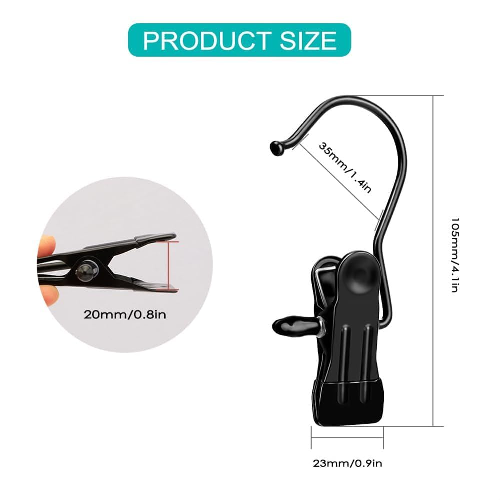 Pinzas de acero inoxidable, 20 unidades, ganchos para colgar toallas, pinzas para colgar toallas, perchas con pinzas, pinzas para calcetines, pinzas de gancho