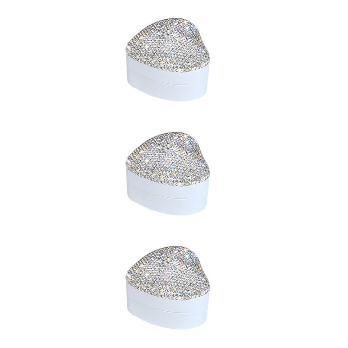 Cabilock 3 Pièces Boîte à Bijoux Cœur en Strass, Éclairage Automatique,