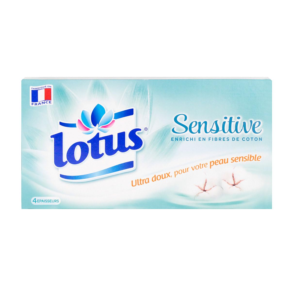 Lotus Sensitive 480 Mouchoirs blanc en boîte (Lot de 6 Boîtes x 80 Mouchoirs) 4 épaisseurs pour plus de confort - Offre Spéciale