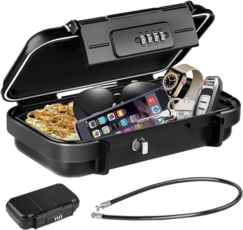 Absdefen セキュリティ キーボックス 鍵 ボックス 南京錠 ロック ポケット ダイヤルロック 4桁ダイヤル式 小物 キー収納 防水 防犯 盗難防止 小型 大容量 インテリア オシャレ 車 玄関 倉庫 会社 家庭 工事現場 現地対応 鍵の保管 (ブラック)