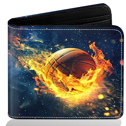 Image of Boys Wallet for Teens, Cool Kids Wallet for Boys Ages 8-10 9-12 11-15, Funny Basketball Leather Bifold Rfid Blocking, Coin Pocket Id Window for Teen Men Youth Guys Birthday Christmas Gifts