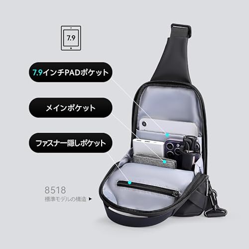 Muzee ボディバッグ 超絶にコンパクト 小型 斜め掛けバッグ メンズ ショルダーバッグ 軽量撥水 春と夏多機能レジャーバックパック 最低限のバック用 通勤 通学 の商品画像 1