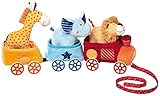 Lieferumfang: 1 sigikid Safari Zug: Giraffe, Elefant, Löwe, Material: Polyester, Holzräder - Füllmaterial: Polyesterwatte, Verpackung: Transparente Tragetasche, Farbe: Gelb/Blau/Rot, Altersempfehlung: 3-24 Monate, Länge: 45 cm, Art.-Nr.: 41083