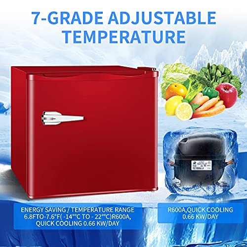 Image of Antarctic Star Mini Upright Freezer -1.2 cu.ft Compact freezer with Removable Shelves and Adjustable Thermostat, for Home /Kitchen /Office(Red)