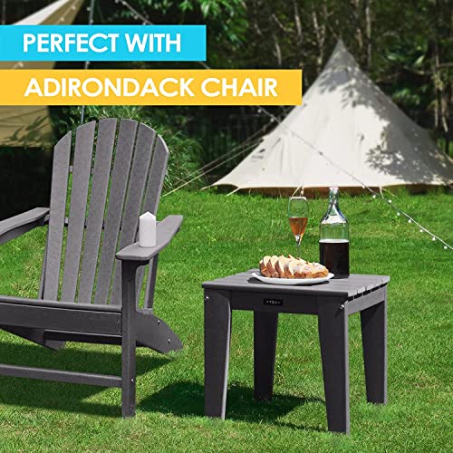 A-Eco Living 18" Adirondack Side Table,Multipurpose Side Table,Pool Composite Patio Table,Hdpe Square End Tables,Easy Maintenance & Weather Resistant,Grey #TOP4