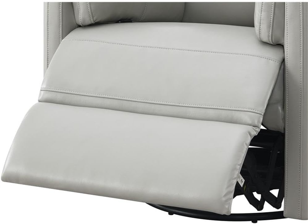 Pemberly Row Modern Wooden Glider Recliner with Swivel, 40" W x 37" D x 40.5" H, Gray Faux Leather, Channel-Tufted Back, Pocket Coil Seat, Contemporary Living Room Seating for Relaxation