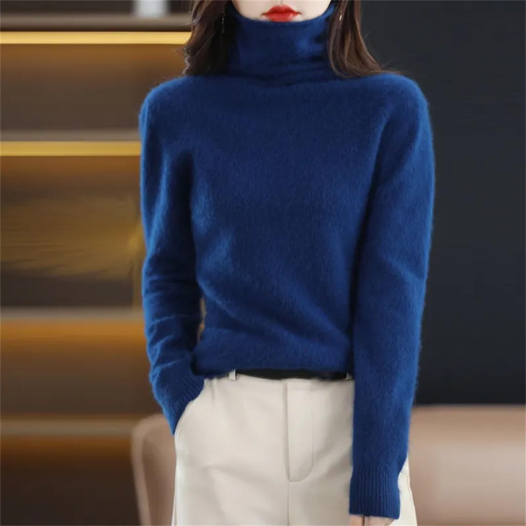Maglione da donna a collo alto in cashmere, a maniche lunghe, lavorato a maglia