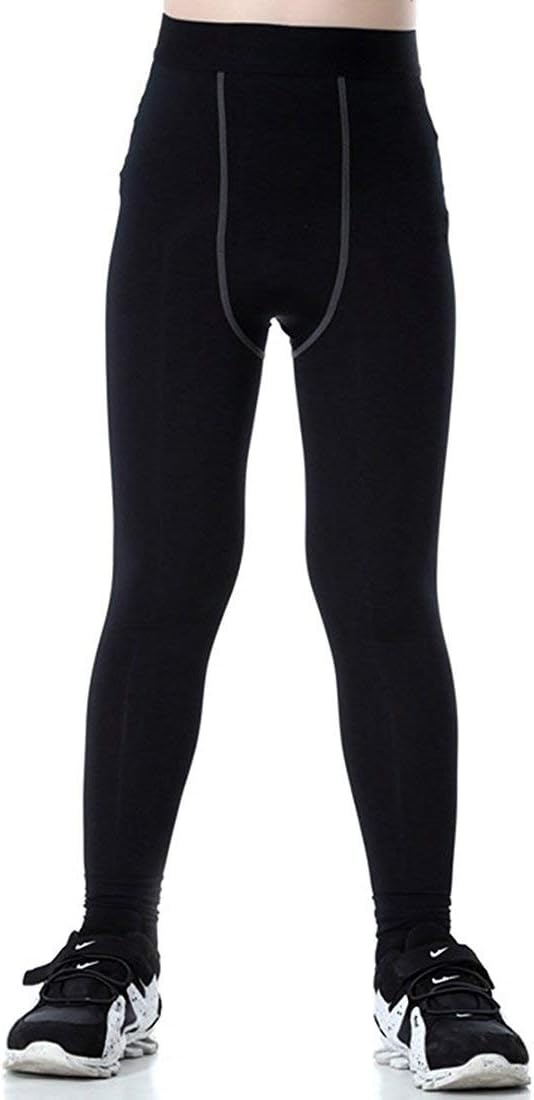 Youth Boys Football Compression Pants Sports Running Stretch Baseball Leggings Athletic Tights Baselayer for Kids