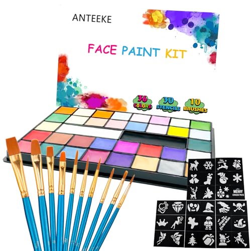 ANTEEKE Bodypainting Farben, 36 Face Paint Kinderschminke Gesichtsfarbe Kit...