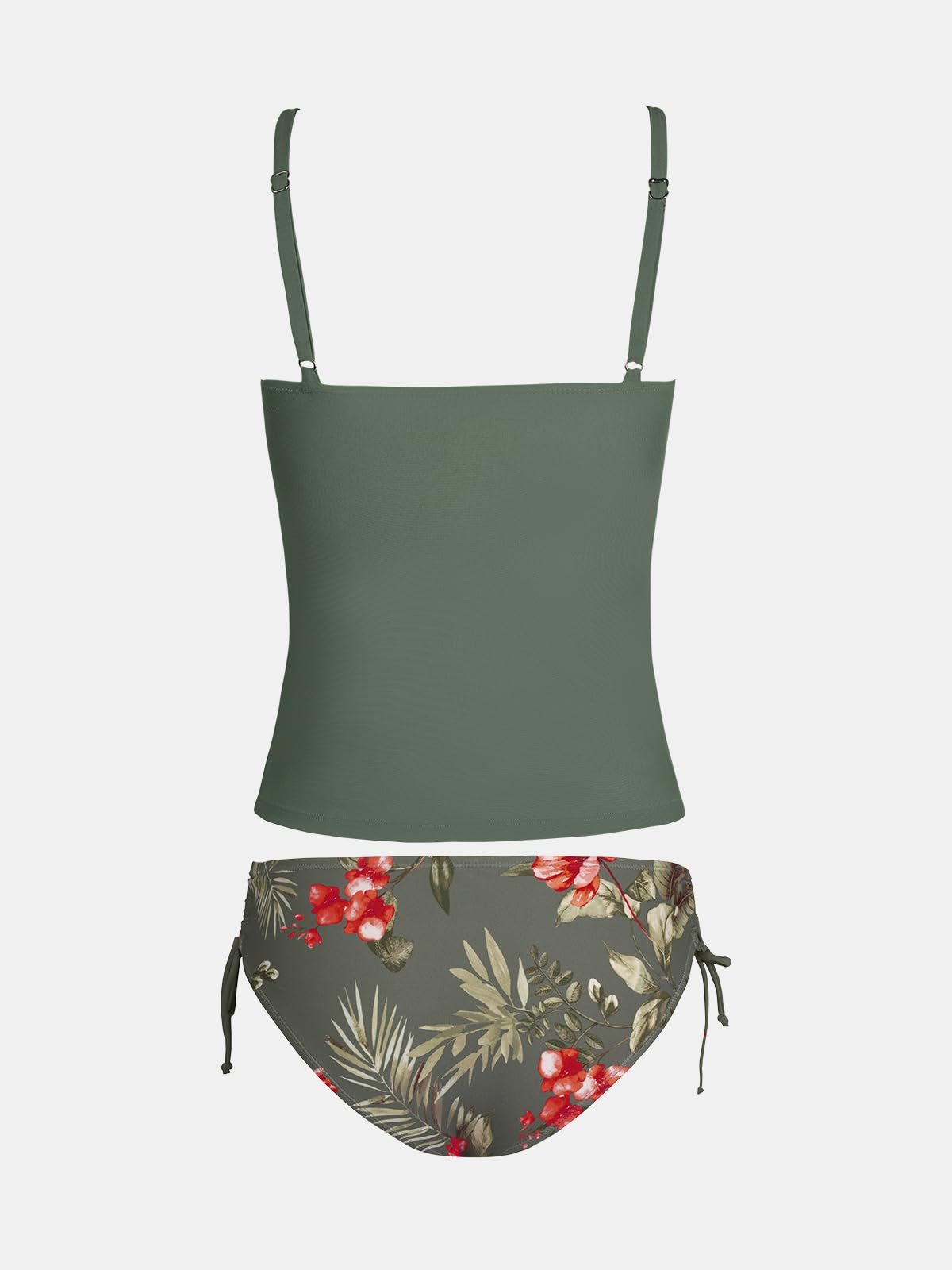 CUPSHE Tankini femme col rond bretelles réglables taille mi-haute maillot de bain deux pièces