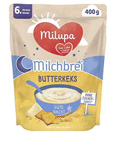 Milupa Milchbrei Butterkeks Gute Nacht ab dem 6. Monat, 4er Pack (4 x 400 g) 154159
