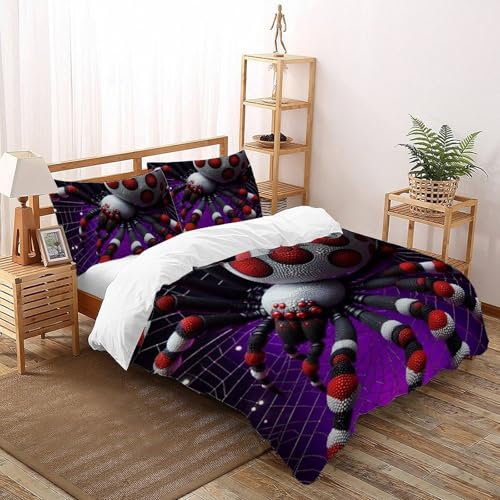 Housse de couette araignée avec fermeture éclair lit double microfibre 200x200