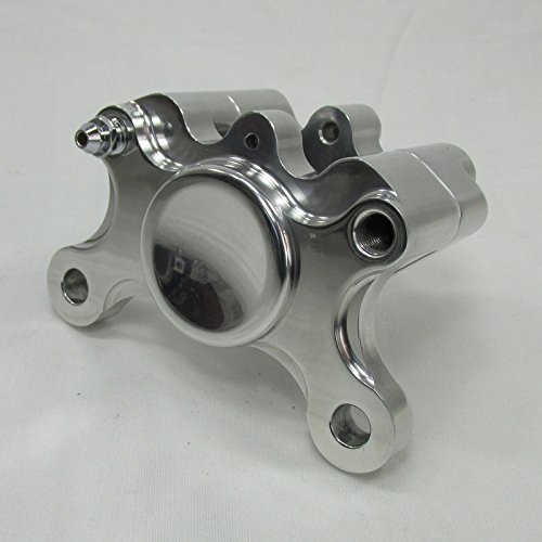 Miniatura 9 de Pinza de freno trasera de 2 pistones para motocicleta de aluminio pulido con pastillas - Harley Chopper Bobber Cafe Racerer con pastillas - Harley