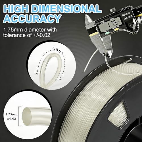 Image of LOVOON PLA 3D Printer Filament PLA Filament 1.75mm, Dimensional Accuracy + /- 0.02 mm, Neatly Wound 3D Printing Filament, Fit Most FDM Printer, 1KG Spool(2.2lbs), Transparent