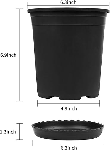 Miniatura 3 de Macetas de guardería de 1 galón para plantas juego de 12 macetas de plástico de 63 pulgadas con agujero de drenaje y platillo para jardinería