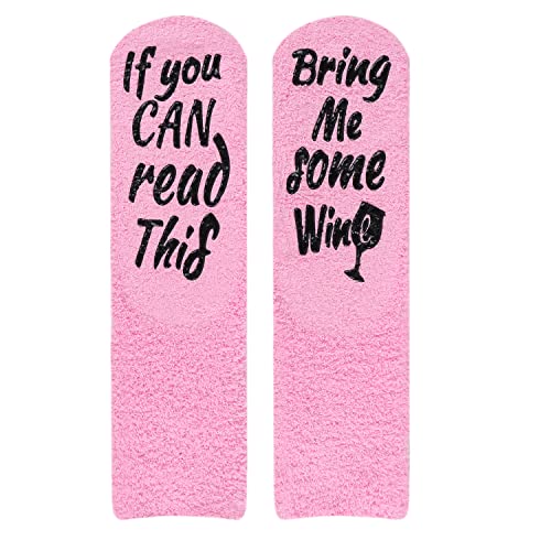 Image of Benefeet Sox Women Wine Sock Fuzzy If You Can Read This Bring Me Wine Socks Funny Gifts Mom Novelty Fluffy Cozy Saying Sock