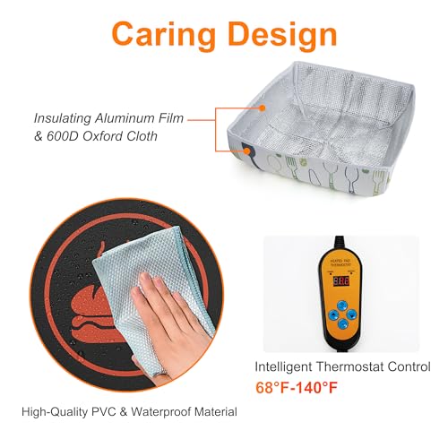EKEPIN Heat Mat Fits for Fermenting Dough with Heat Preservation Cover, Sourdough Warming Mat for Yeast Bread Baking, Warmer Mat for Food with Thermostat Controller Combo Set by EKEPIN - Image 5