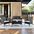 YMOOYANG 4 Piece Patio Furniture Set, Outdoor Patio Furniture Set with Soft Cushion and Glass Table Rattan Patio Chairs Conversation Sets with Sofa for Porch, Balconies, Lawns (Black and Beige)