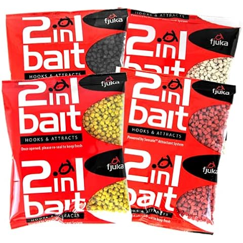Fjuka Micros Bait - Quad Pack. White, Yellow, Red & Black. The Soft Feed Pellet That’s a Also a Hookbait Cover