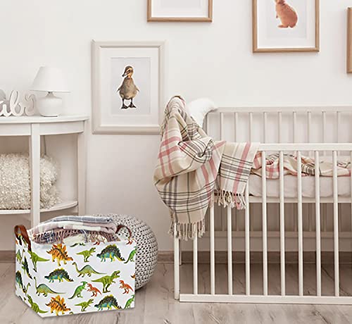 Image of Rectangular Dinosaur Basket Baby Kids Storage Basket for Boys Cute Toy Box Bin Organizer Book Shelf Dinosaur Room Decor(Toy Dinosaur)